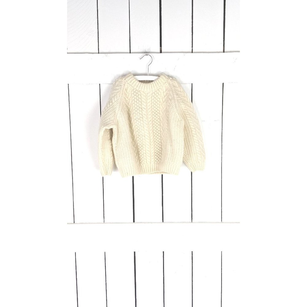 An Irish Tradition hand knit thick ivory cable knit wool childrens kids sweater